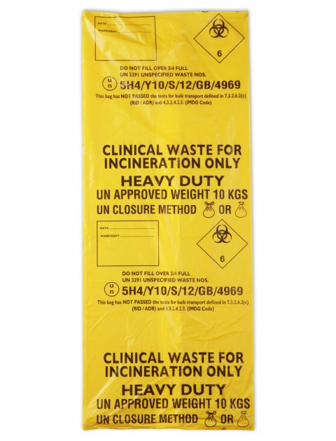 Clinical Waste Printed Sacks 10Kg - Roll of 25 Hygiene